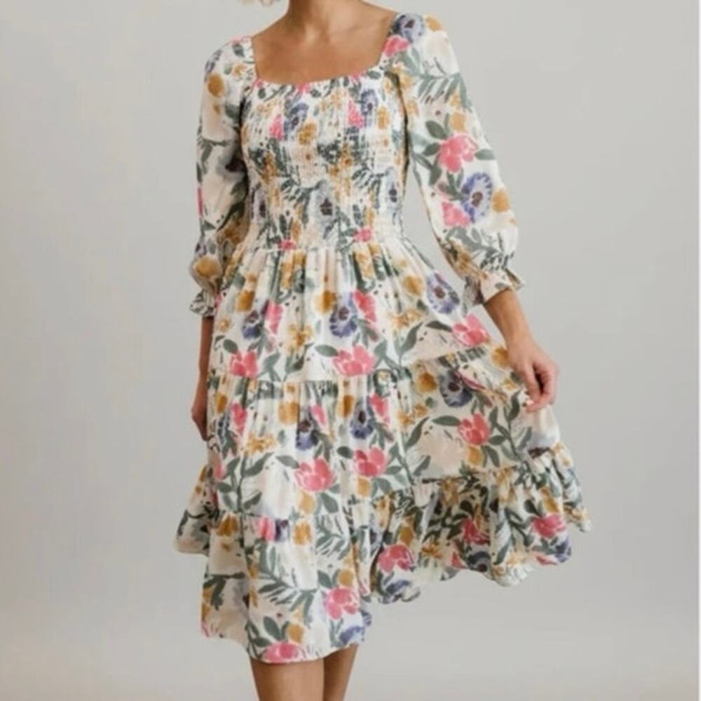 Baltic Born Marta Smocked Midi Dress Floral